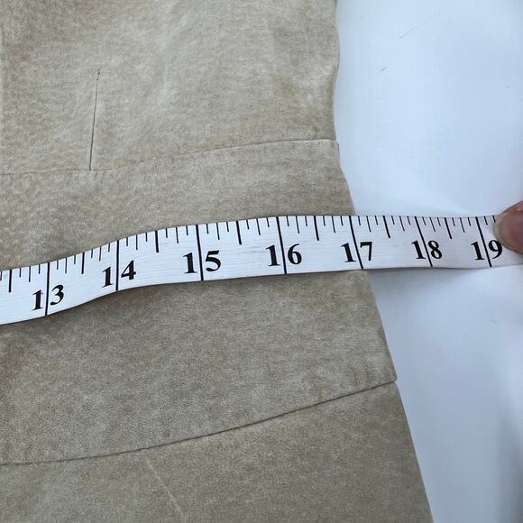 Vintage Together Suede Jacket Womens 12 Beige Tan Leather Blazer Notch Lapel - Picture 9 of 10